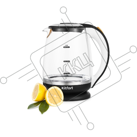 Чайник электрический Kitfort КТ-6199 2л. 2200Вт черный/белый (корпус: пластик/стекло)