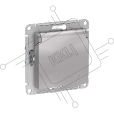 Механизм розетки 1-м СП AtlasDesign 16А IP20 с заземл. защ. шторки с крышкой алюм.