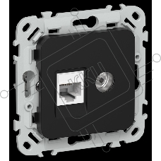 Розетка 2-местная RJ45/TV категория 5Е UTP РКТВ5е-2-0-ФлЧ черный FLITE