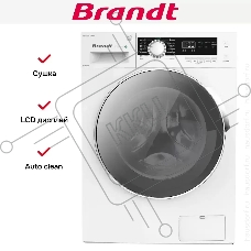 Стирально-сушильная машина BRANDT WD184QWE белый, загрузка фронтальная 8 кг, 1400 об/мин., класс: В