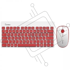 Комплект клавиатура+мышь Smartbuy 220349AG беспроводной, USB, 1600 DPI, белый/красный