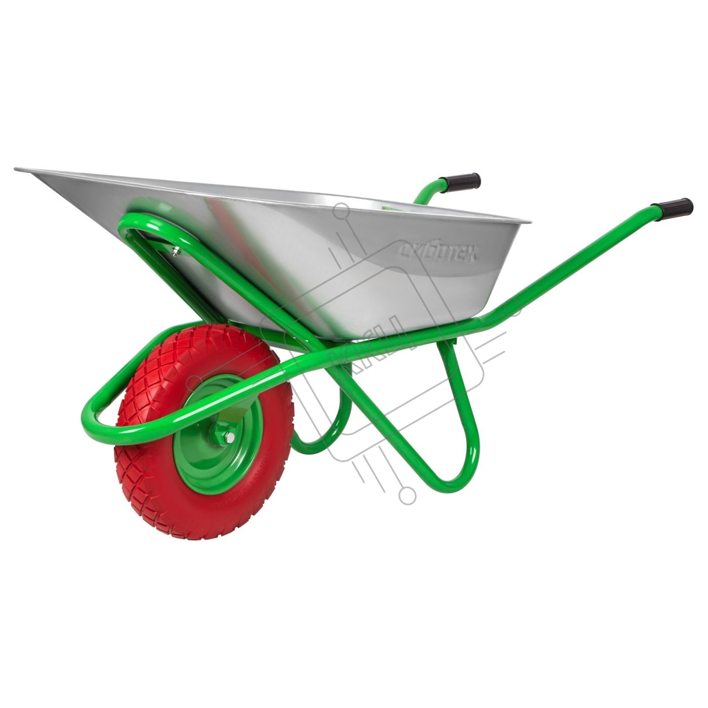 Тачка садово-строительная Сибртех с PU колесом, грузоподъемность 180 кг, объем 90 л