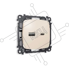 Комплект механизма розетки OMEGA Бежевый глянец 2USB A+C 20W (быстрая зарядка) QUANT (OP3110, VM177) MO311010