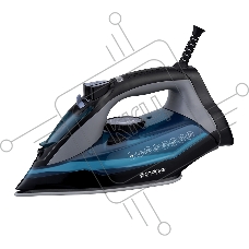 Утюг электрический ENDEVER DELTA-234, черный/лазурно-синий, мощность 2400 Вт, подача пара до 35 г/мин, паровой удар до 145 г/мин, 8 шт/уп