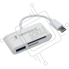 Кард-ридер Gembird FD2-MSD-2/белый/SD/SDHC/SDXC/TF/MicroSD/USB 2.0/USB Type-C (2.0)/пластик