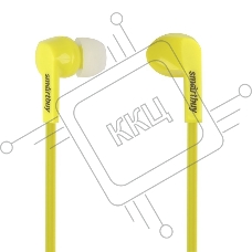 Внутриканальные наушники Smartbuy PRIME, динамики 10мм, плоский кабель, желтые, 3 пары вставок (SBE-160)