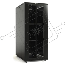 Шкаф серверный Hyperline (TTbR-4261-DD-RAL9004) напольный 42U 600x1000мм пер.дв.перфор. задн.дв.перфор. 2 бок.пан. направл.под закл.гайки 800кг черный 910мм 2055мм IP20 сталь