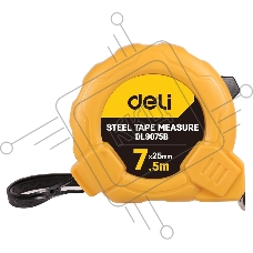Рулетка Deli DL9075B 7,5м*25мм Метрическая. Корпус ударопрочный.