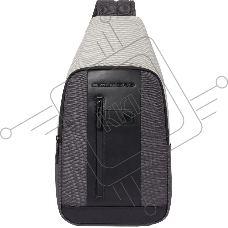 Рюкзак слинг мужской Piquadro Brief2 Special CA4536BR2S/GRN, нейлон/натур.кожа, серый/черный