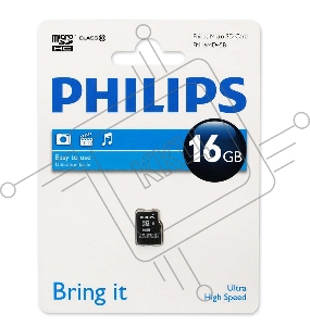 Флеш карта microSD 16GB PHILIPS microSDHC Class 10