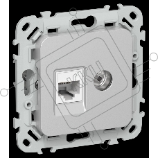 Розетка 2-местная RJ45/TV категория 5Е UTP РКТВ5е-2-0-ФлА алюминий FLITE
