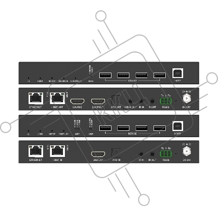 Удлинитель сигнала HDMI Infobit [iTrans E100UC] USB по витой паре до 100 метров, поддержка 4К60, HDBT 3.0