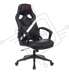 Кресло игровое Zombie 500 черный/белый ткань/эко.кожа крестов. пластик