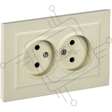 Розетка 2-местная IEK BRITE РС12-2-БрКр (BR-R20-10-K10-F) 10А в сборе, без заземления без защитных шторок, бежевый