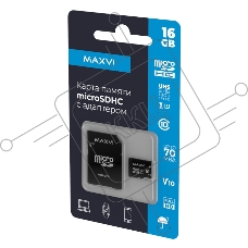 Карта памяти Maxvi microSDHC 16GB, class 10, UHS-I (1), V10 (MSD16GBC10V10)