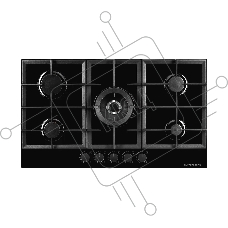 Газовая варочная панель Kuppersberg FG 95 B, закаленное стекло, ширина 90 см, 5 газовых конфорок, WOK конфорка(4,2 кВт), автоподжиг, газ-контроль, чугунные решетки, черный