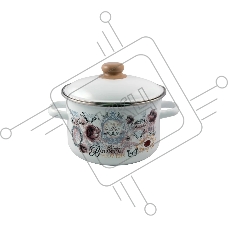 Кастрюля Appetite 1RD221М Roses с крышкой, эмалированная сталь, цилиндрическая 5,5 л