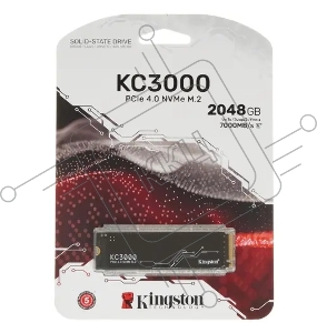 Твердотельный накопитель M.2 2280 2048GB Kingston KC3000 Client SSD SKC3000S/2048G PCIe 4.0 NVMe, 7000/7000, IOPS 1000/1000K, MTBF 1.8M, 3D TLC,  1600TBW, 0.71DWPD, with Heat Spreader (5 лет), RTL