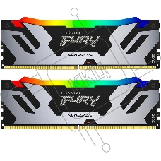 Оперативная память Kingston Fury Renegade, DDR5, 48GB (2x24GB), 7200MHz, CL38, DIMM, радиатор, RGB, серебристый/черный