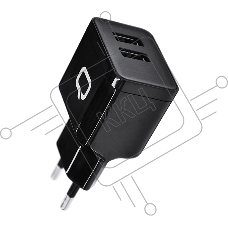 Сетевое зарядное устройство Qumo Energy (Charger 0062), 2 USB, 3.1A, Micro USB cable, черный