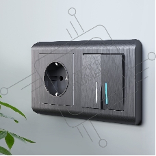 Выключатель двухклавишный с подсветкой WERKEL (графит рифленый) W1120104