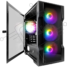Компьютерный корпус 1STPLAYER TRILOBITE T3-G Black / mATX, TG / 4x 120mm LED fans inc. / T3-G-BK-4F1