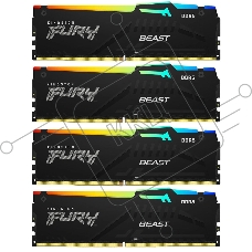 Оперативная память Kingston Fury Beast Black, DDR5, 128GB (4x32GB), 5600MHz, CL40, DIMM, радиатор, RGB, чёрный