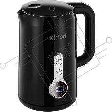 Чайник электрический Kitfort КТ-6701 1.7л. 2200Вт черный корпус: нерж.сталь/пластик