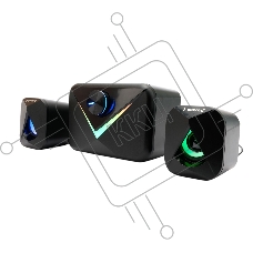 Акустическая система 2.1 Gembird, 11Вт, пластик, рег.громкости, RGB подсветка, черный