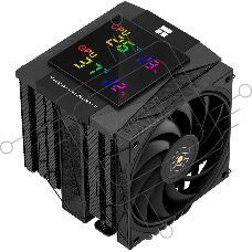 Кулер для процессора Thermalright Royal Knight 120 Digital Black (4-pin PWM, LED temp., 162mm, Ni/Cu, 6x6mm, 2x120mm, 80.45CFM/56.36CFM, 29.4dBA/28.4dBA, 2150RPM/1900RPM, S: 1200, 1700, 1851, 115X, 2011, 2066, AM4, AM5, black)