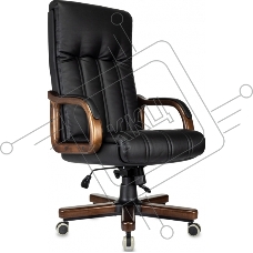Кресло руководителя Бюрократ T-9932Walnut черный, кожа, крестов. металл/дерево