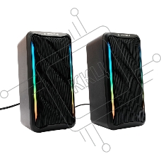 Акустическая система 2.0 Gembird SPK-305, 10Вт, пластик, рег.громкости, RGB подсветка, черный