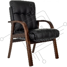 Кресло офисное Бюрократ T-9932W-CF-Eco черный, эко.кожа, на ножках, дерево Кресло офисное Бюрократ T-9932W-CF-Eco черный, эко.кожа, на ножках, дерево