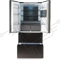 Холодильник Hyundai CM55043F черная сталь трехкамерный 354/186л морозилка снизу, No Frost, Side by Side