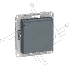 Механизм розетки 1-м СП AtlasDesign 16А IP20 с заземл. защ. шторки с крышкой грифель