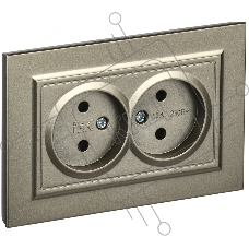 Розетка 2-местная IEK BRITE РС12-2-БрШ (BR-R20-10-K37-F) 10А в сборе, без заземления без защитных шторок, шампань