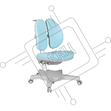 Кресло детское Cactus CS-CHR-3604BL голубой крестов. пластик серый