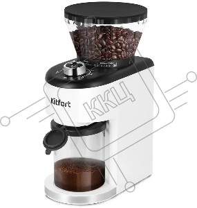 Кофемолка Kitfort КТ-7205 200Вт сист.помол.:жернова вместим.:250гр белый/черный