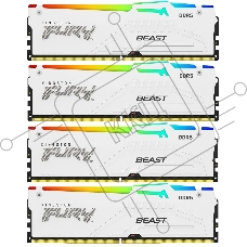 Оперативная память Kingston Fury Beast, DDR5, 64GB (4x16GB), 5200MHz, CL40, DIMM, с радиаторами, RGB, белый