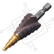 Сверло ступенчатое Denzel 4-6-8-10-12-14-16-18-20 мм, Р6М5, 6-гр. хвостовик 723603