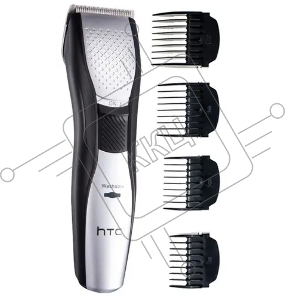 Машинка для стрижки волос HTC AT-729 3 Вт, 4 насад. От сети/аккумулятора, Черный/Серебристый