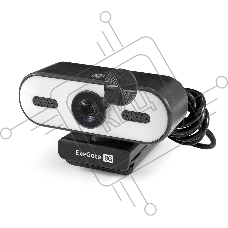 Веб-камера с подсветкой ExeGate eStudio EW-722 2K AF (5Мп, 2560х1440, 1440P, 30fps, автоматический фокус, подсветка, защитная шторка, 4-линзовый объектив, стерео микрофон с шумоподавлением, универсальное крепление, отверстие под штатив, USB, кабель 1,5 м,