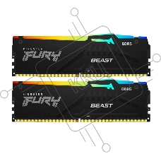 Оперативная память Kingston Fury Beast, DDR5, 64Gb (2x32Gb), 5600MHz, CL40, DIMM, с радиатором, RGb, черный
