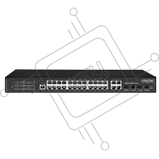 Коммутатор управляемый L2 PoE OSNOVO SW-8244/L(400W) Gigabit Ethernet на 24 RJ45 PoE + 4 x GE Combo Uplink, до 30W на порт, суммарно до 400W Коммутатор управляемый L2 PoE OSNOVO SW-8244/L(400W) Gigabit Ethernet на 24 RJ45 PoE + 4 x GE Combo Uplink, до 30W на порт, суммарно до 400W