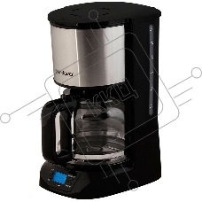 Кофеварка капельного типа Endever Costa-1044, мощность 800 Вт, цвет-стальной/черный, объем 1,5л, LCD дисплей, по 4 шт/уп