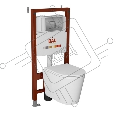 Комплект BAU 6 в 1: инсталляция BAU PRO, унитаз подвесной торнадо Bau Nimb Hurricane-3, сиденье дюропласт микролифт, кнопка смыва BAU Soul, хром