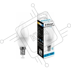 Лампа светодиодная FERON LB-97 (25477) 7W 230V E14 6400K свеча