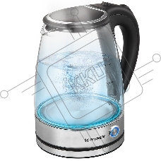 Чайник электрический Endever Skyline KR-345G стальной/черный, 2200 Вт, 1,8 л, сталь/стекло, 12 шт/уп.