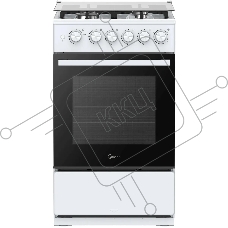 Плита газовая Midea MFO-M4G20T0E(WH) белый/черный, конфорок 4 газовых, духовка 62 л, 49.3 см x 90 см x 55.6 см