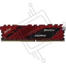 Оперативная память NETAC Shadow, DDR4, 16GB (1x16GB), 3200MHz, CL16, DIMM, с радиаторами, красный